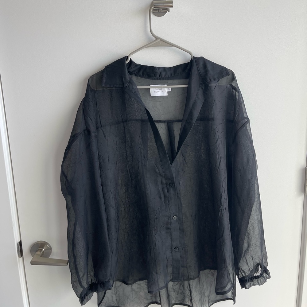 Things Between Black Sheer Blouse Button Up - image 1